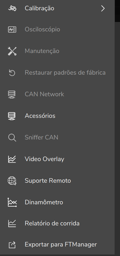 Menu Ferramentas sem VCU conectada: Sniffer CAN e CAN Network ficam inativos.