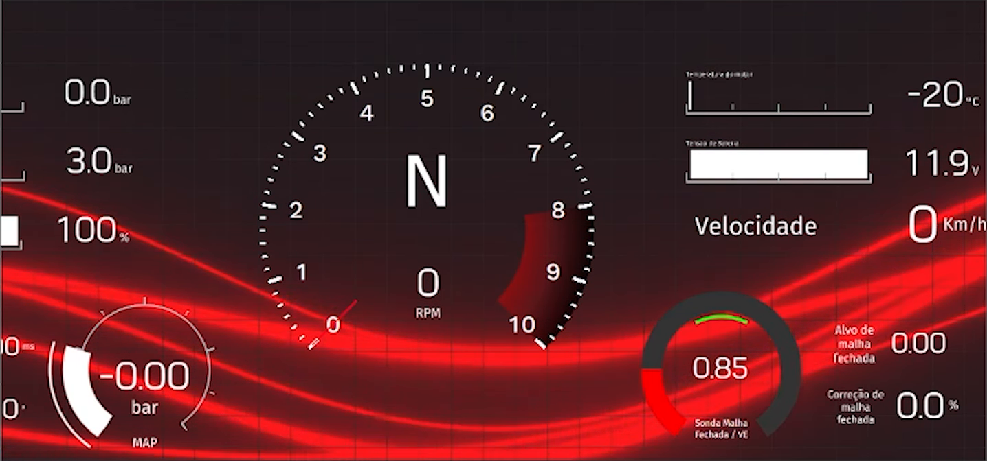 O mesmo painel com um fundo do tipo animação (vídeo FT Education, versão anterior do software)